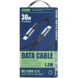 Kabl Velocity, Type-C na Type-C, 65W, Aluminijum, Pleteni, Crni