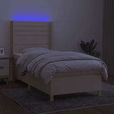  Box spring postelja z vzmetnico LED krem 90x190 cm blago, (20895026) | Shoptok.si