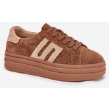 Boto Women Sneakers On Platform Made Of Natural Suede Camel Eldira | Shoptok.si