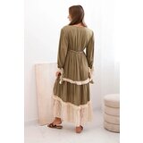 Kesi Włoski Women's boho dress with lace khaki | Shoptok.si