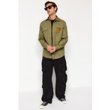 Trendyol Khaki Men's Regular Fit Gabardine Shirt with Embroidery Detail | shoptok.hr