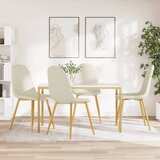 vidaXL Jedilni stoli 4 kosi kremno bel žamet | Shoptok.si