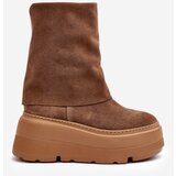 Zazoo 3410 Suede Women's Boots on Chunky Platform Camel | Shoptok.si