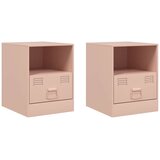  Noćni ormarići 2 kom ružičasti 34,5 x 39 x 44 cm čelični | shoptok.hr