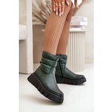 Zazoo Women's Leather Ankle Boots With Zipper Insulated With Felt Dark Green 60512 | Shoptok.si