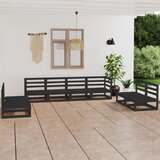 Maison Chic Seti vrtnega pohištva - Vrtna garnitura - Vrtni pohištvo set 8-delna črna trdna borovina, (21803610) | Shoptok.si