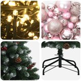  Umjetno božićno drvce zeleno s kuglicom 210 cm 300 LED lampica - Zelena s mraženim vrhovima Ø 106 x 210 cm s 300 LED dioda i ruž | shoptok.hr