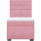vidaXL Box spring postelja z vzmetnico roza 90x190 cm žamet, (21305642) | Shoptok.si