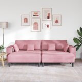  Baršunasta sofa s jastukom s jastukom 3 pcs Roza 208 cm Baršun | shoptok.hr