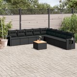 vidaXL 10-dijelni set vrtnih sofa s jastucima crni od poliratana | shoptok.hr