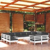 Maison Chic Seti vrtnega pohištva - Vrtna garnitura - Vrtni pohištvo set 13-delna z blazinami bela borovina, (21810238) | Shoptok.si