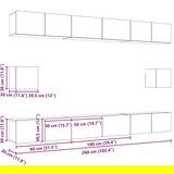 vidaXL Set TV komoda Zidne 8 pcs Crni hrast 100 x 30 x 30 cm | shoptok.hr