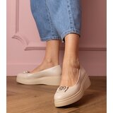 Gemre Beige platform shoes with rhinestone decoration Patos | Shoptok.si
