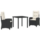 vidaXL 3-delni set vrtne jedilnice z blazinami Črn Poli ratan | Shoptok.si