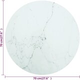 Stolna ploča bijela Ø 70 x 0,8 cm staklena s mramornim uzorkom | shoptok.hr