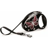 Flexi glam mother of pearl butterfly povodac za pse, m, crni Cene