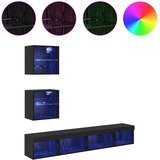 TV stenske enote z LED 5 pcs Črna Orehovina Konstruiran les, (5000132256) | Shoptok.si