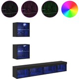 TV zidne jedinice s LED-om Zidne 5 pcs Crni hrast 100 x 30 x 30 cm | shoptok.hr