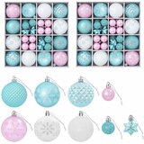  Set božićnih kuglica 88 kom. Tirkizna, ružičasta i bijela | shoptok.hr