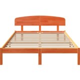vidaXL Posteljni okvir z naslonom Rjava 160x200 cm Trd les bor | Shoptok.si
