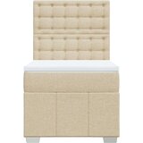 vidaXL Box spring postelja z vzmetnico krem 90x200 cm blago | Shoptok.si