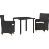 vidaXL 3-delni vrtni jedilni set z blazinami črn poli ratan | Shoptok.si