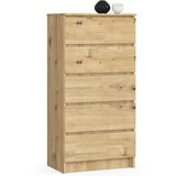 AKORD Komoda, 5 Predalov, Hrast Artisan, (5000332181) | Shoptok.si
