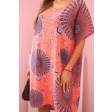Kesi Włoski Women's cotton dress with oriental pattern raspberry | Shoptok.si