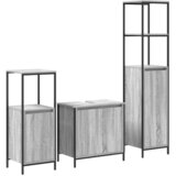  Set namještaja za kupaonicu s policom 3 pcs Siva Sonoma i crna | shoptok.hr
