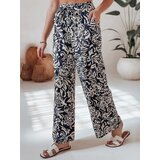 DStreet Spodnie damskie materiałowe wide leg TROPICAL SUN granatowe | shoptok.hr