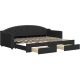  Dnevni krevet na razvlačenje s ladicama crni 80x200 cm tkanina | shoptok.hr