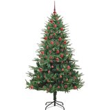 vidaXL Umjetna predsvetljena božićna jelka s kompletom kroglica Zelena | Shoptok.si