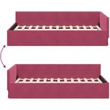 vidaXL Kotna postelja vinsko rdeča 90 x 190 cm Samet in sodobno leseno | Shoptok.si