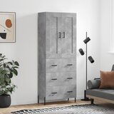 vidaXL Visoka komoda betonsko siva 69,5x34x180 cm inženirski les | Shoptok.si