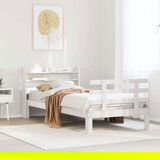 Okvir kreveta s uzglavljem bijeli 75x190 cm od borovine | shoptok.hr