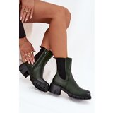 Boto Women Boots On Block Eco Leather Dark Green Kyra | shoptok.hr