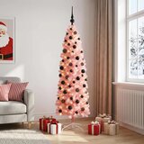  Umjetno usko božićno drvce s kuglicom 180 cm 300 LED lampica - 180 cm s LED-ima i crnim lopticama | shoptok.hr