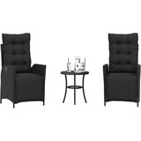  3-dijelni bistro set s jastucima crni od poliratana | shoptok.hr