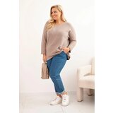 Kesi Włoski Plus size women's sweater with a boat neckline fango | Shoptok.si