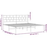 Metalni okvir za krevet s uzglavljem bijeli 183x213 cm | shoptok.hr