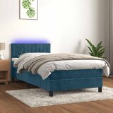  box spring s madracem LED tamnoplavi 90x200 cm baršun | shoptok.hr