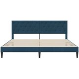  Krevetna konstrukcija s uzglavljem Plava 200 x 200 cm Baršun | shoptok.hr