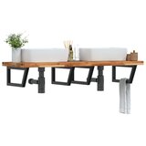  Zidna polica za umivaonik od čelika i masivnog bagremovog drva Smeđa 120 x 50 x 4 cm | shoptok.hr