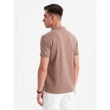 Ombre Men's polo shirt with zipper neckline - light brown | shoptok.hr