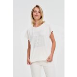 Marisse Cotton Blouse With Print, White Cene