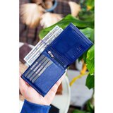 Garbalia Arnold Men's Navy Blue Genuine Leather Wallet with Zipper Compartment and Coin Compartment | ePonuda.com