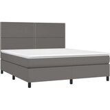  Box spring postelja z vzmetnico LED siva 180x200cm umetno usnje, (20900368) | Shoptok.si