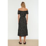 Trendyol Black Carmen Collar Printed Ribbed Knitted Dress | ePonuda.com