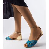 Gemre Blue sandals with rhinestones Aubrette | Shoptok.si