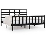  Okvir za krevet od masivne borovine crni 200 x 200 cm | shoptok.hr